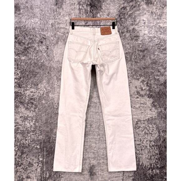 Vintage Levis Jeans 27 in x 30 in Womens 501 Made USA White Bleach Denim - Picture 2 of 9